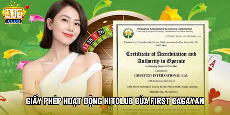 Giấy phép hoạt động HitClub của First Cagayan